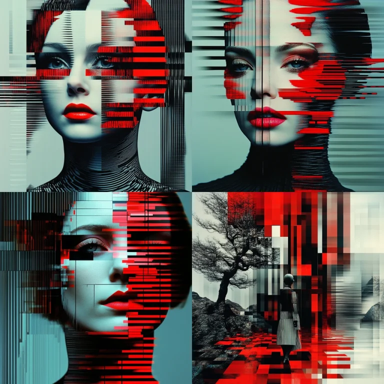 Digital Fragmentation Aesthetics Futurism Glitch Art Midjourney style sref code