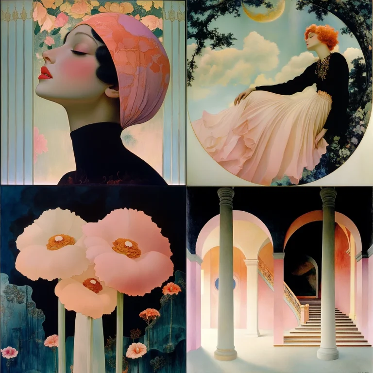 Art Deco Pastel Elegance Western Classical Illustration Midjourney style sref code