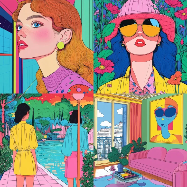 Vibrant Pop Maximalism Illustration Urban Midjourney style sref code Vibrant Pop Maximalism Illustration Urban Midjourney style sref code