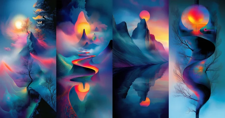 Neon Gradient Mountainscape - Midjourney style sref code