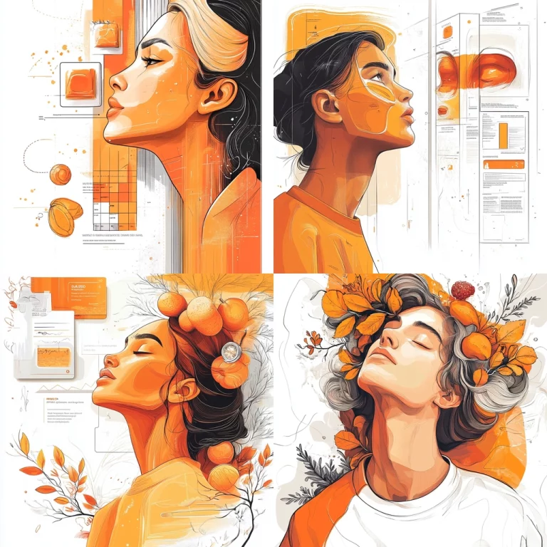 Vibrant Orange-White Juxtaposition - Midjourney style sref code