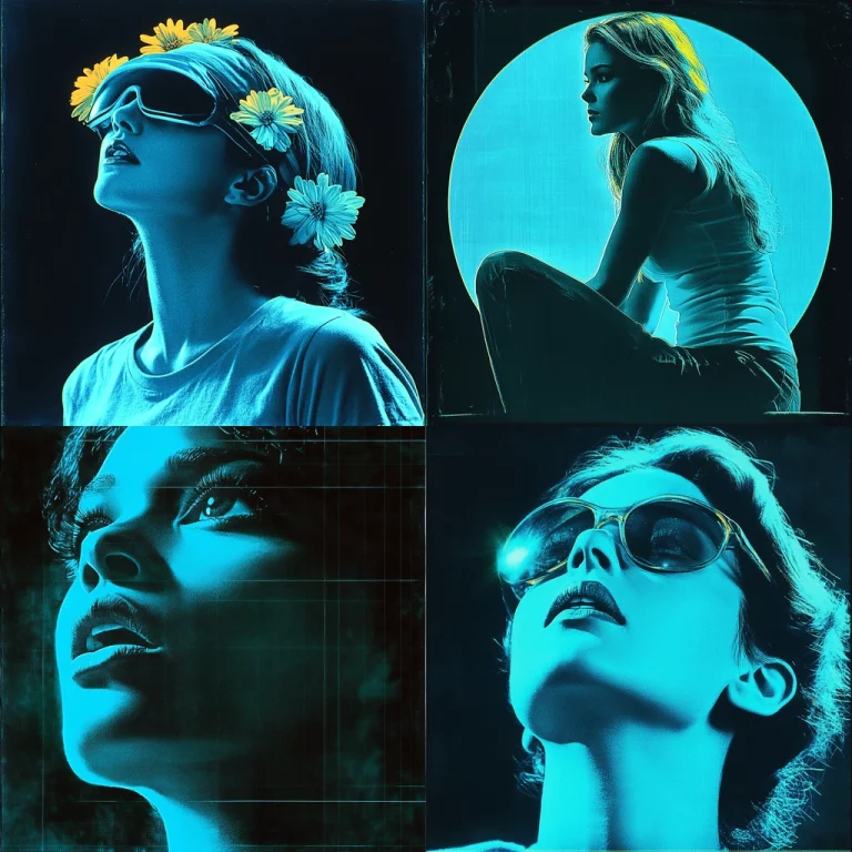 Cyan Glow with Monochrome Accents - Midjourney style sref code