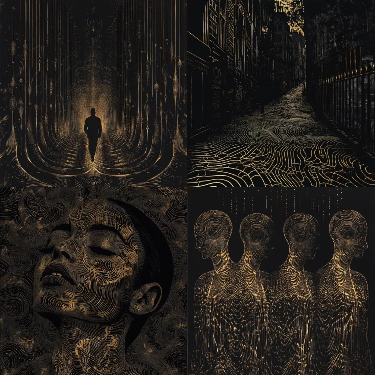 Black and Gold Linework - Midjourney style sref code