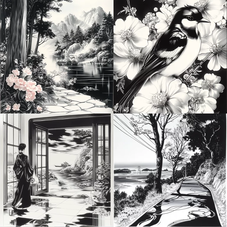 Monochrome Floral Realism - Midjourney style sref code