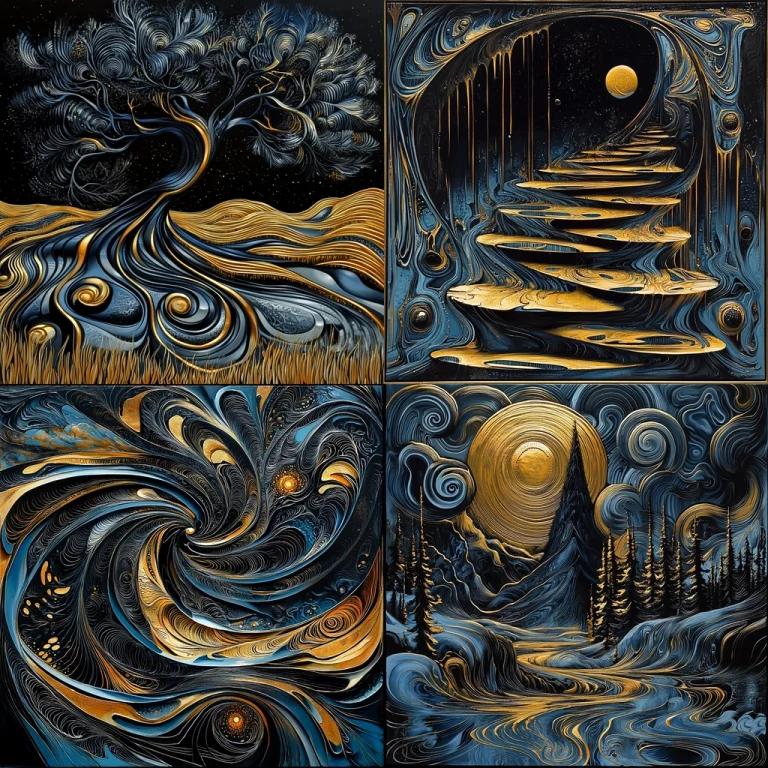 Swirling Metallic Fluidity - Midjourney style sref code