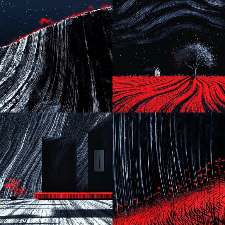 Dynamic Contrast with Dark Textures - Midjourney style sref code