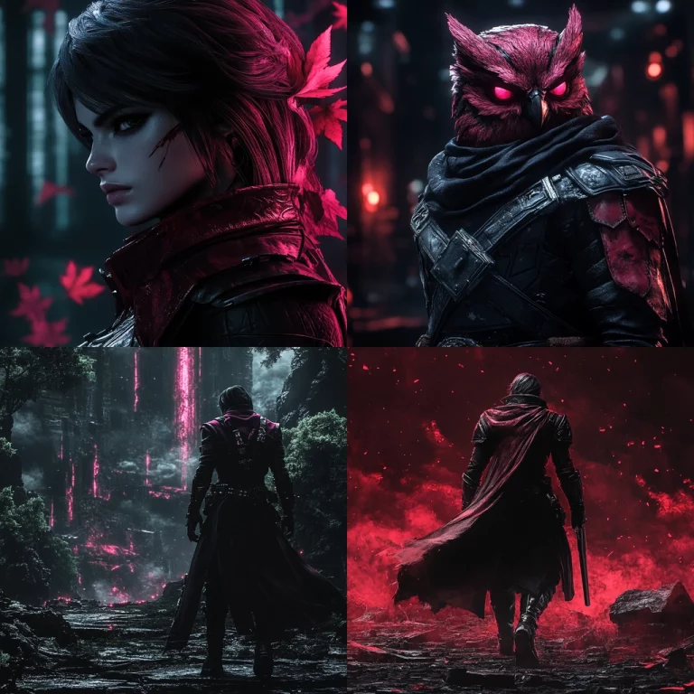 Dark Crimson Dystopian Expression - Midjourney style sref code