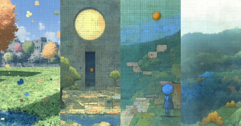 Pixelated Pastel Landscapes - Midjourney style sref code