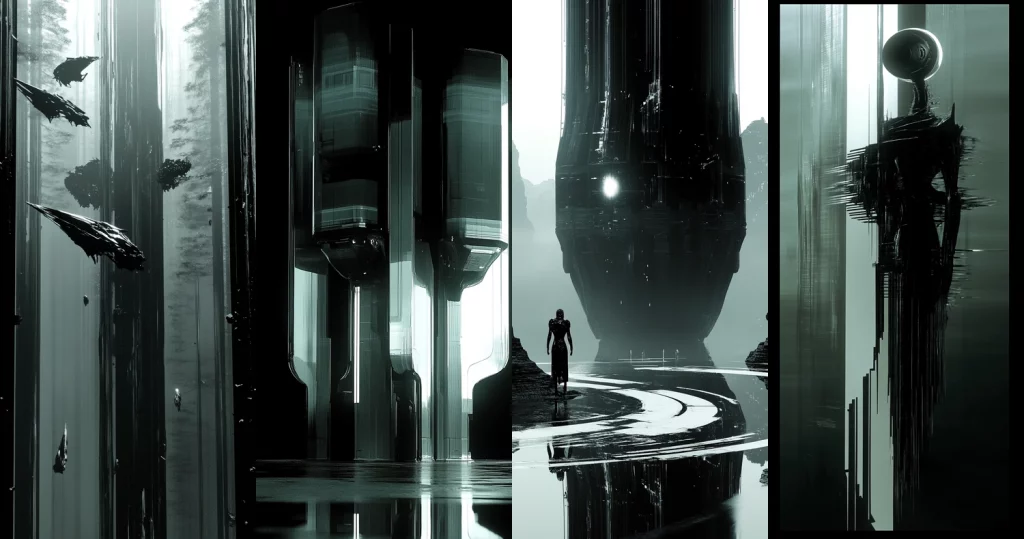 Monochrome Reflective Surfaces - Midjourney style sref code