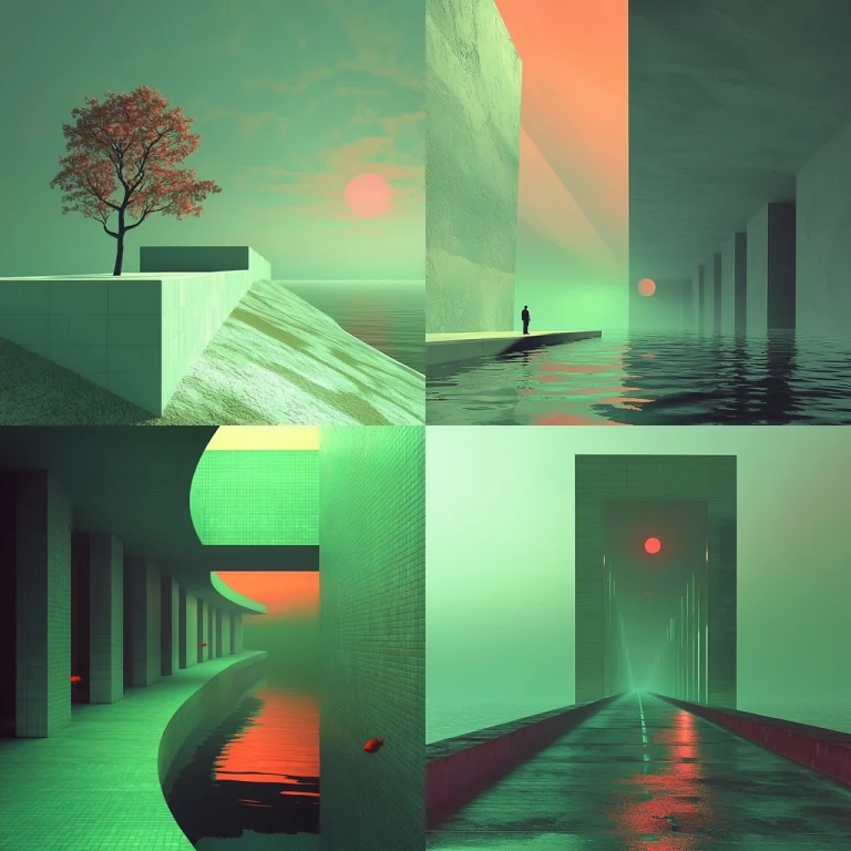 Neon Hue Monochrome Landscape - Midjourney style sref code