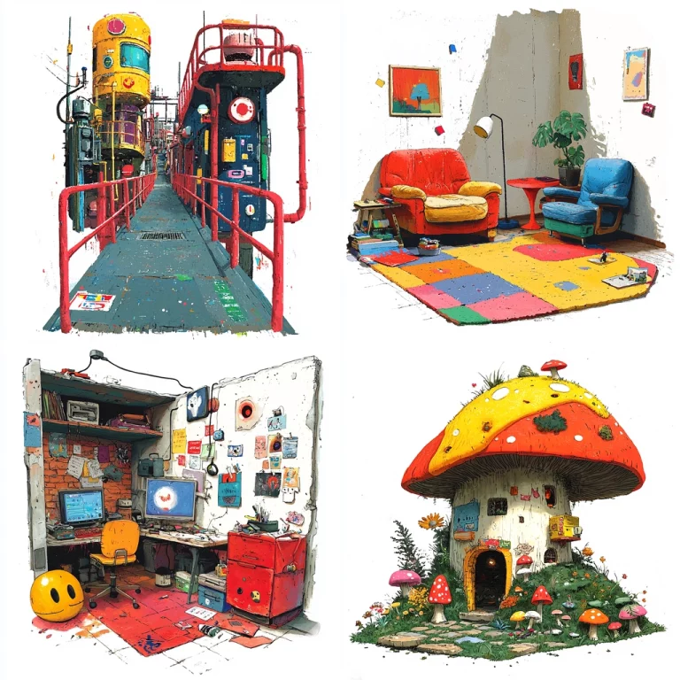 Vibrant Industrial Whimsy - Midjourney style sref code