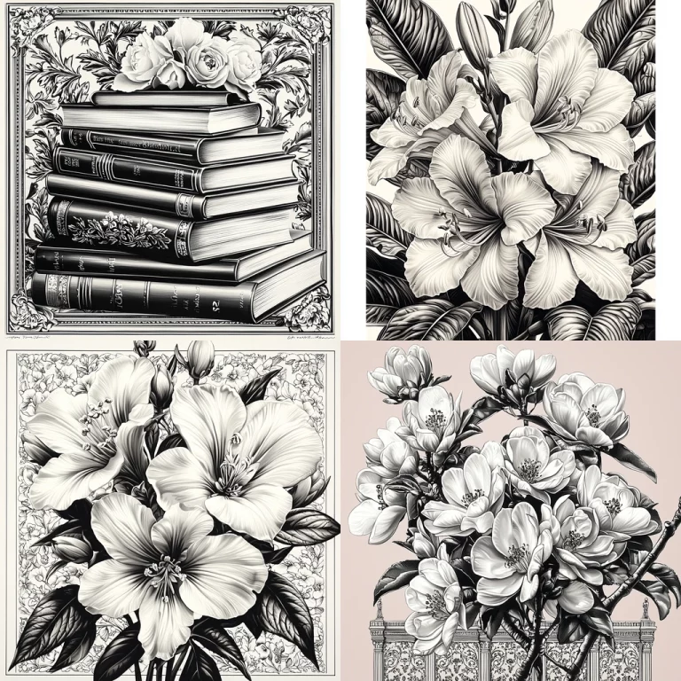 Monochrome Ink Botanical - Midjourney style sref code