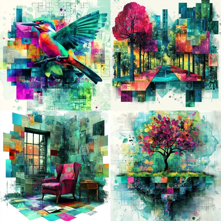 Vibrant Geometric Collage - Midjourney style sref code