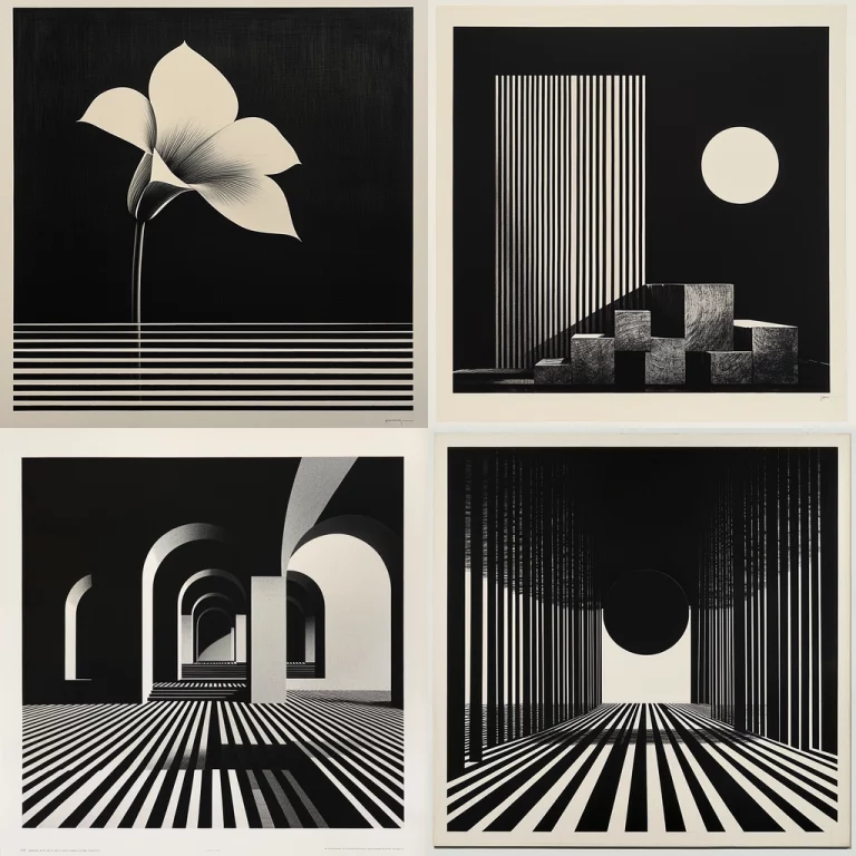 Black and White Geometric - Midjourney style sref code