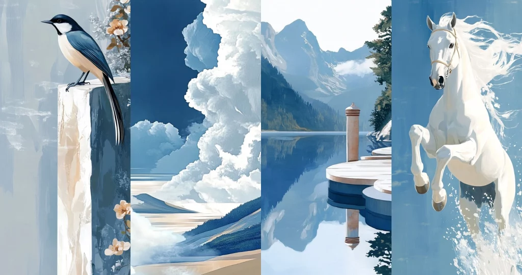 Blue Scenic with Textural Nuance - Midjourney style sref code