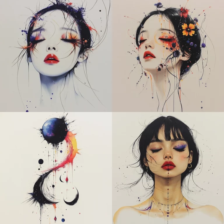 Color Burst with Minimalistic Lines - Midjourney style sref code