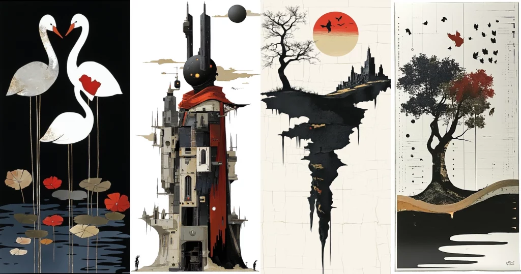 Dark Vertical Composition - Midjourney style sref code