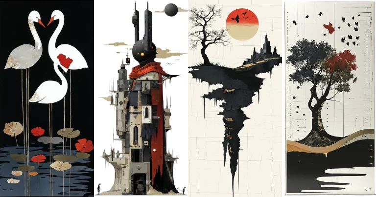 Dark Vertical Composition - Midjourney style sref code