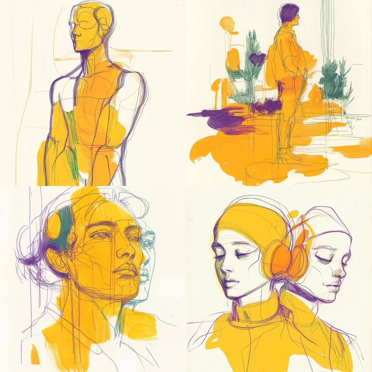 Ink and Orange Sketch - Midjourney style sref code