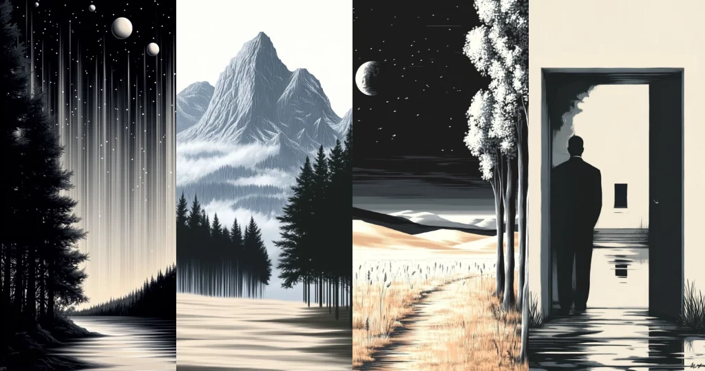 Monochrome Landscape Contrast - Midjourney style sref code