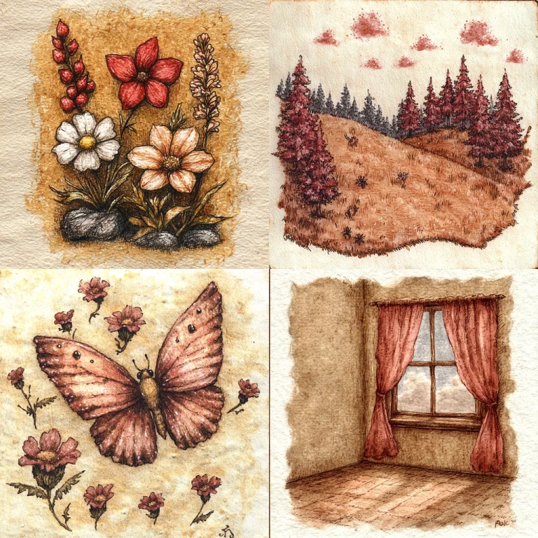 Textured Earthy Watercolor - Midjourney style sref code