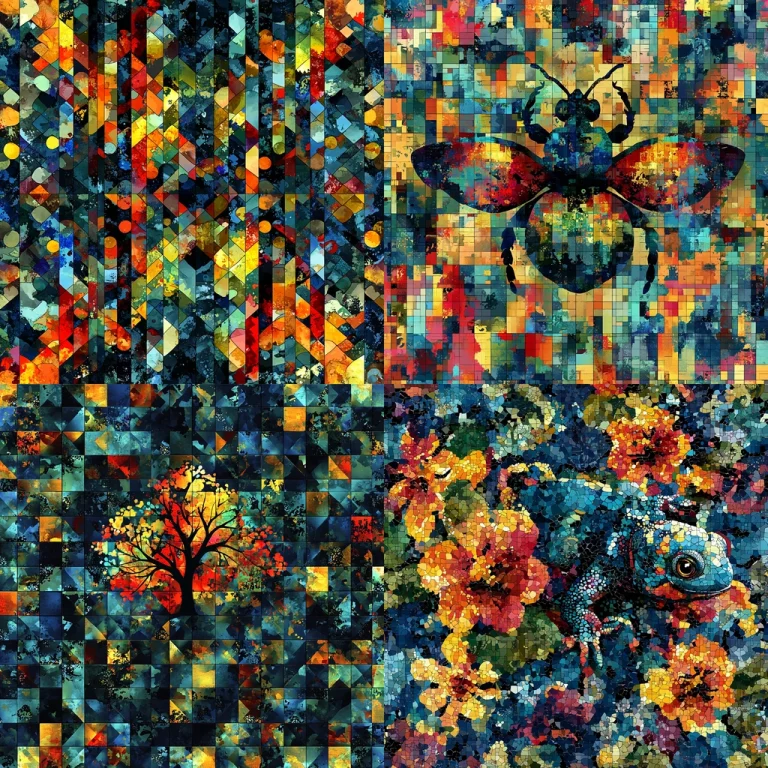 Geometric Mosaic with Warm Contrast - Midjourney style sref code