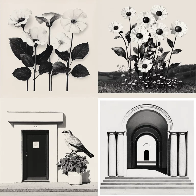 Monochrome Botanical Minimalism - Midjourney style sref code