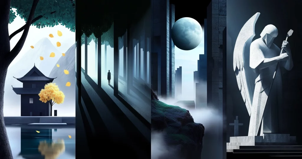 Moody Monochrome Silhouette Lighting - Midjourney style sref code