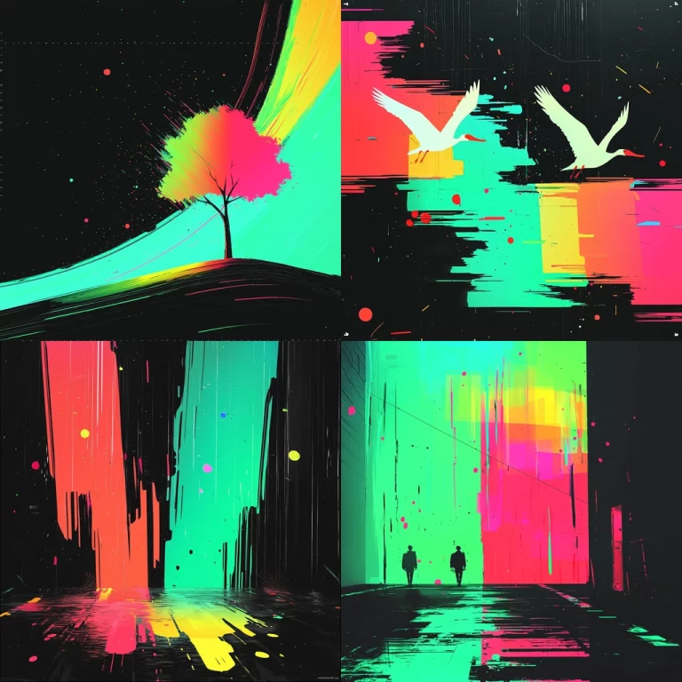 Neon Vibrancy with Dynamic Black - Midjourney style sref code