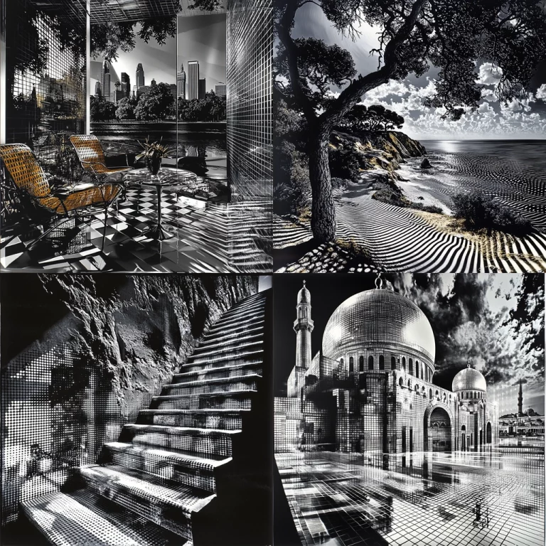 High Contrast Monochrome Patterns - Midjourney style sref code