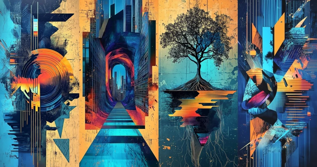 Vivid Geometric Compositions - Midjourney style sref code