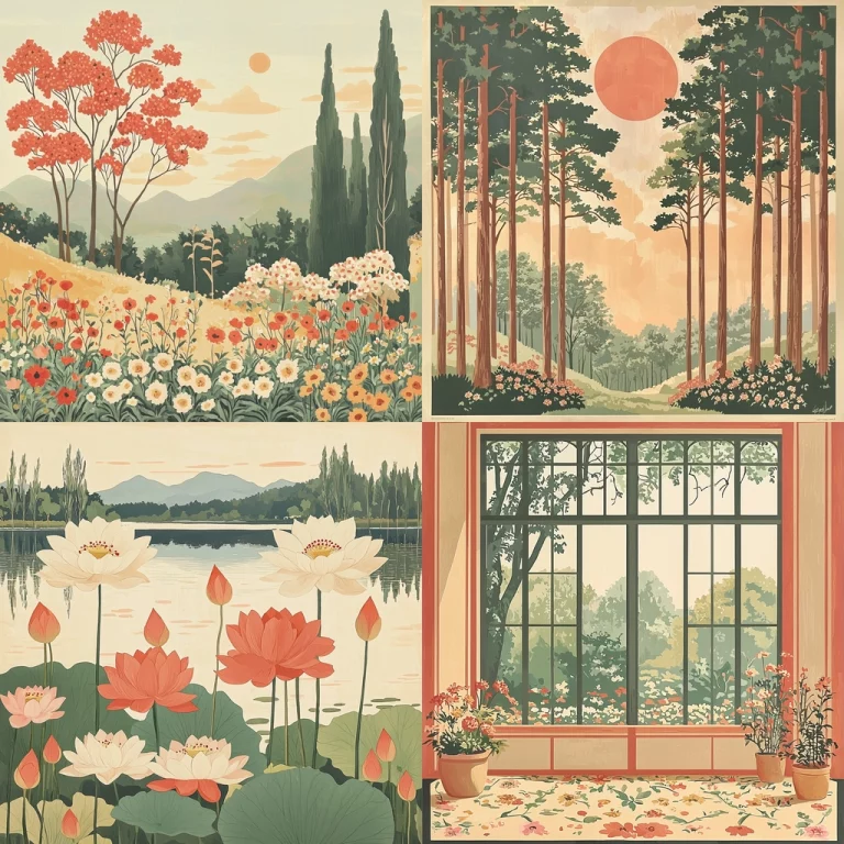 Earthy Floral Harmony with Soft Gradient - Midjourney style sref code