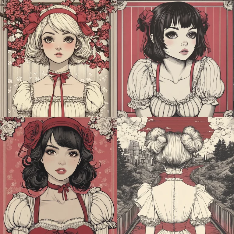 Red Palette Illustration - Midjourney style sref code