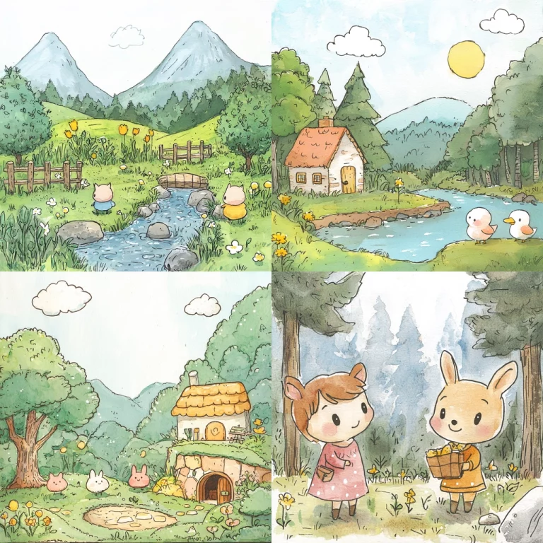 Pastel Dreamy Village Scene - Midjourney style sref code