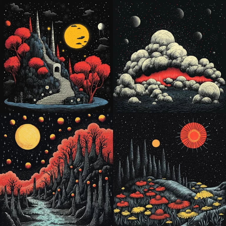 Contrasting Lunar Fantasy - Midjourney style sref code