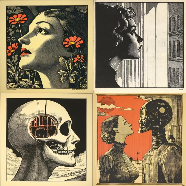 Vintage Monochrome with Bold Accents - Midjourney style sref code