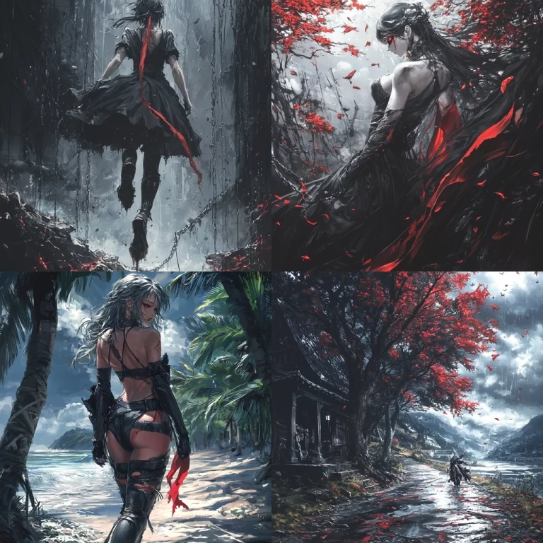 Dynamic Shadow and Crimson Contrast - Midjourney style sref code