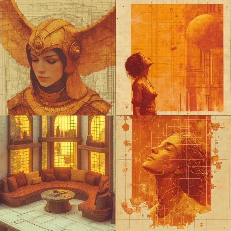 Amber Sepia Architectural Contrast - Midjourney style sref code