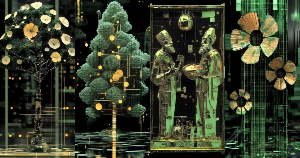 Fluorescent Gold and Green - Midjourney style sref code