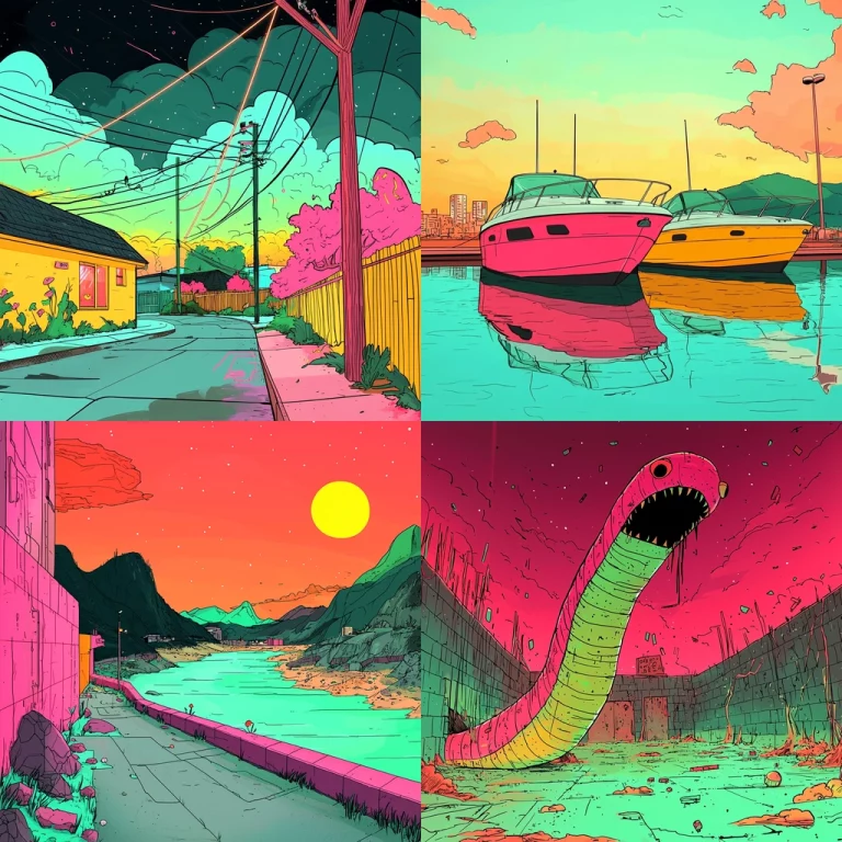 Neon Chromatic Landscapes - Midjourney style sref code