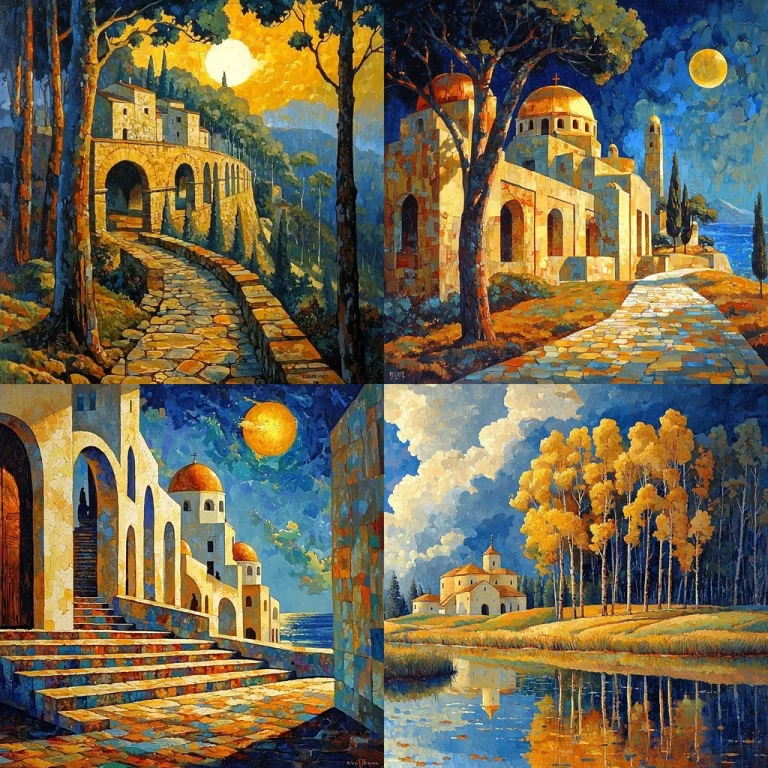 Golden Blue Impressionism - Midjourney style sref code