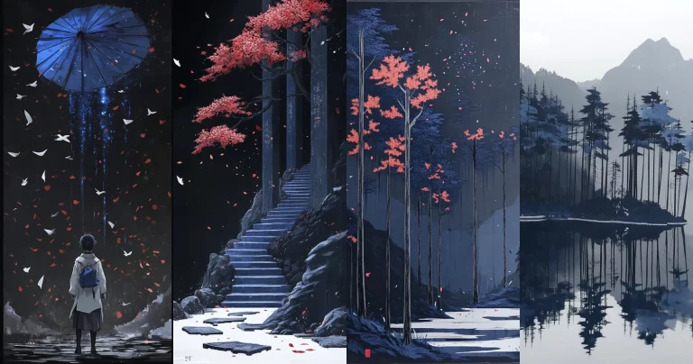 Cool Toned Contrast with Bold Red - Midjourney style sref code