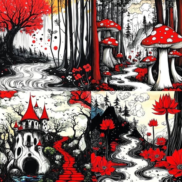 High Contrast Red and Black - Midjourney style sref code