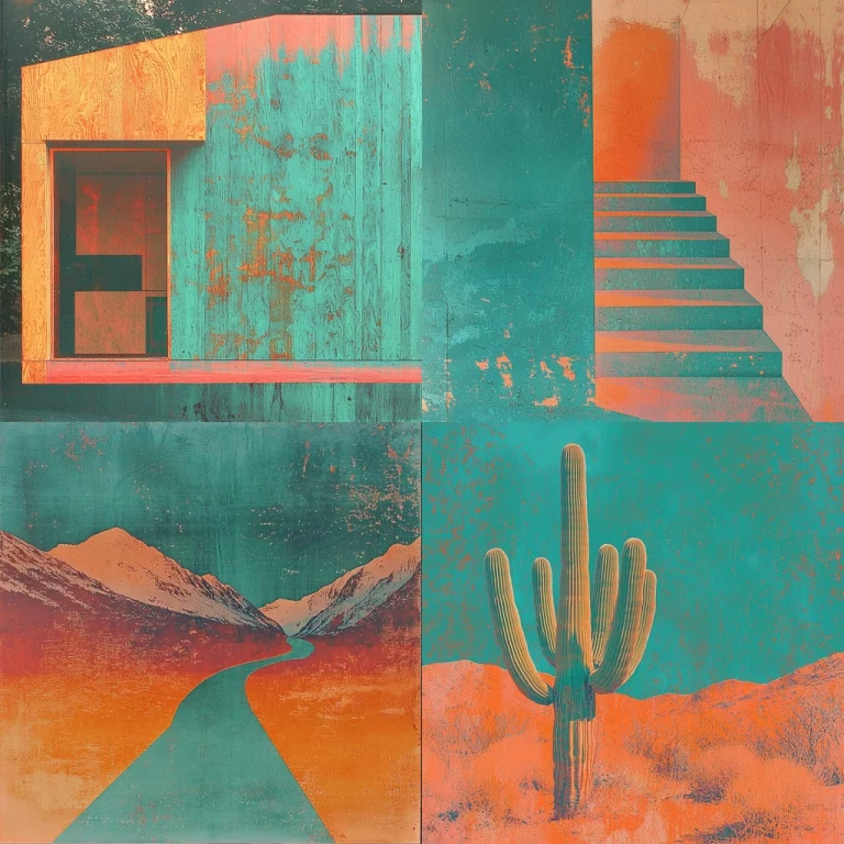 Textured Cyan-Orange Contrast - Midjourney style sref code