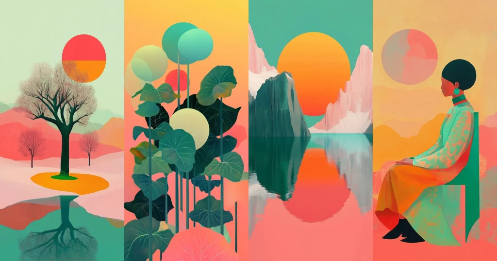 Vibrant Geometric Landscapes – Midjourney style sref code