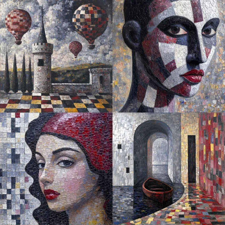 Mosaic Texture with Rich Hues - Midjourney style sref code