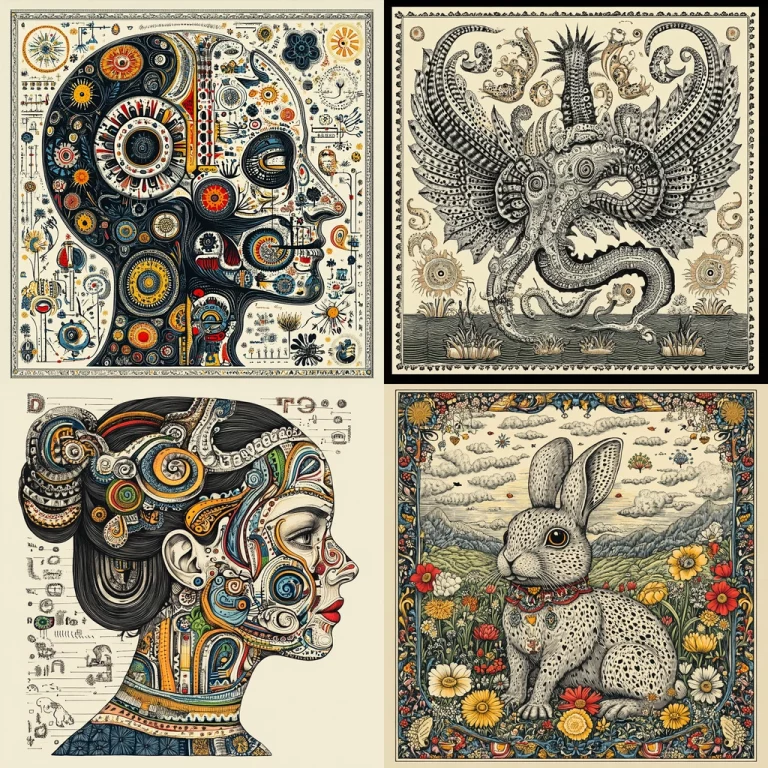 Intricate Pattern and Monochrome Fusion - Midjourney style sref code