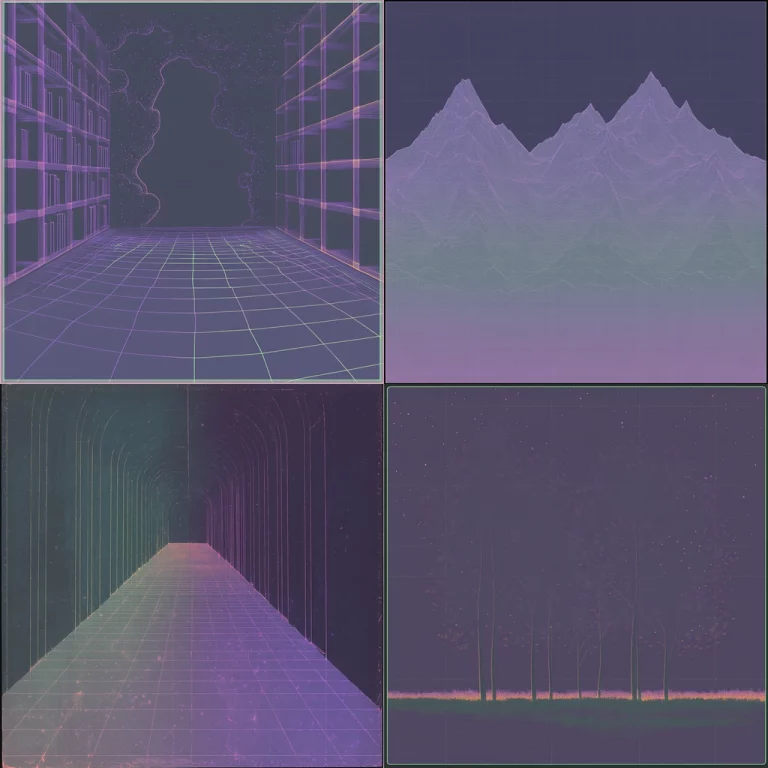 Gridded Neon Surfaces - Midjourney style sref code 