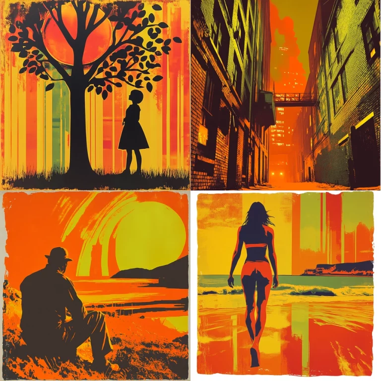 Silhouette with Sunset Gradient - Midjourney style sref code