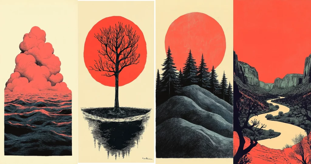 High Contrast Natural Forms - Midjourney style sref code